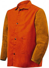 Steiner - Size 2XL Flame Resistant/Retardant Jacket - Orange, Rust, Cotton & Leather, Snaps Closure - Exact Tool & Supply