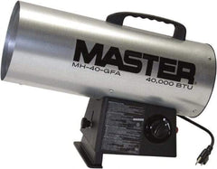 Master - 40,000 BTU Rating, Propane Forced Air Heater - 1,000 Sq Ft Max Heating Area, 20 Lb Capacity, Fuel with Kerosene, Diesel & Fuel Oil - Exact Tool & Supply
