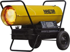Master - 400,000 BTU Rating, Multi-Fuel Forced Air Heater - 10,000 Sq Ft Max Heating Area, 24 Gal Capacity, Fuel with Kerosene, Diesel & Fuel Oil - Exact Tool & Supply