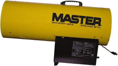 Master - 225,000 to 375,000 BTU Rating, Propane Forced Air Heater with Thermostat - 9,300 Sq Ft Max Heating Area, (2) 100 Lb Capacity, Fuel with Propane - Exact Tool & Supply