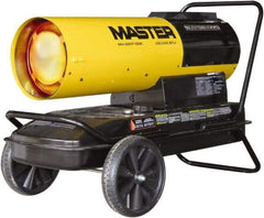 Master - 220,000 BTU Rating, Multi-Fuel Forced Air Heater - 5,500 Sq Ft Max Heating Area, 13 Gal Capacity, Fuel with Kerosene, Diesel & Fuel Oil - Exact Tool & Supply