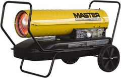 Master - 190,000 BTU Rating, Multi-Fuel Forced Air Heater - 4,750 Sq Ft Max Heating Area, 13 Gal Capacity, Fuel with Kerosene, Diesel & Fuel Oil - Exact Tool & Supply