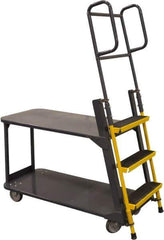 Ballymore - 63" 3 Step Ladder/Cart - Merchandise Ladder Cart, 1,000 Lb Capacity, 28" Platform Height, 21" Base Width x 51" Base Depth, Abrasive Mat Tread - Exact Tool & Supply