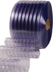 Clearway Door - Clear Ribbed Bulk Strip Roll Dock Curtain Strips - 16" Wide x 100' Long x 0.144" Thick - Exact Tool & Supply