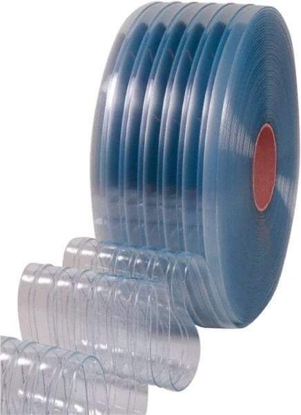 Clearway Door - Clear Ribbed QuickStrip Roll Dock Curtain Strips - 8" Wide x 150' Long x 0.072" Thick - Exact Tool & Supply