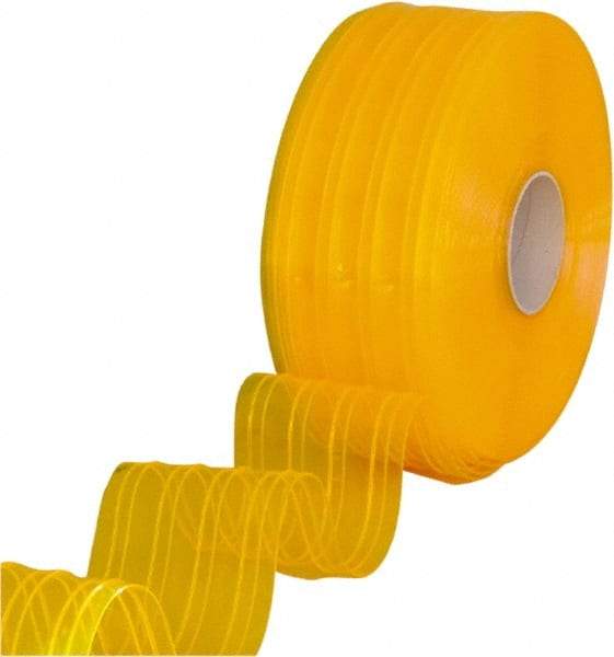 Clearway Door - Clear/Yellow Ribbed Bulk Strip Roll Dock Curtain Strips - 8" Wide x 150' Long x 0.072" Thick - Exact Tool & Supply