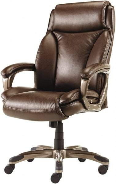 ALERA - 47" High Executive High Back Leather Chair - 27" Wide x 30-3/8" Deep, Leather Seat, Brown - Exact Tool & Supply