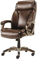 ALERA - 47" High Executive High Back Leather Chair - 27" Wide x 30-3/8" Deep, Leather Seat, Brown - Exact Tool & Supply
