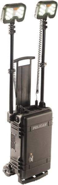 Pelican Products, Inc. - 12 Volt, Cordless, LED Portable Floor Work Light - 2 Heads, 12,000 Lumens, Polypropylene, 23-1/4" High - Exact Tool & Supply