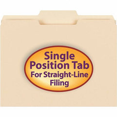 SMEAD - 11-5/8 x 9-1/2", Letter Size, Manila, File Folders with Top Tab - 11 Point Stock, 1/3 Tab Cut Location - Exact Tool & Supply