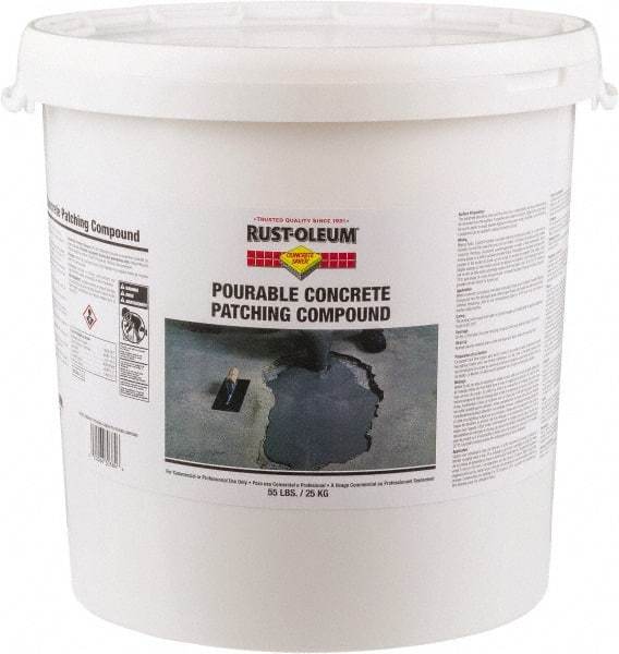 Rust-Oleum - 55 Lb Pail Concrete Patch - Gray, 46 Cu Ft/55 Lb Kit Coverage, Fiber Reinforced Portland Cement - Exact Tool & Supply