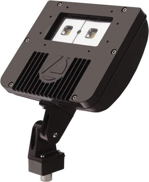 Lithonia Lighting - 1 Head, 120-277 Volt, 42 Watt, LED Floodlight Fixture - Knuckle Mount, 3-1/8" Long x 8-7/8" Wide x 7-3/4" High, Aluminum Housing - Exact Tool & Supply