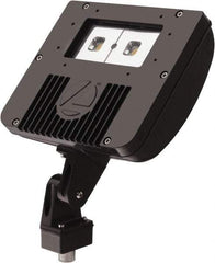 Lithonia Lighting - 1 Head, 120-277 Volt, 42 Watt, LED Floodlight Fixture - Knuckle Mount, 3-1/8" Long x 8-7/8" Wide x 7-3/4" High, Aluminum Housing - Exact Tool & Supply