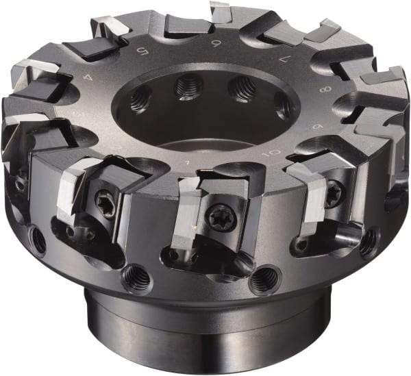 Sumitomo - 125mm Cut Diam, 9.5mm Arbor Hole, 50mm Max Depth of Cut, 90° Indexable Chamfer & Angle Face Mill - 10 Inserts, NF-LDEN Insert, Right Hand Cut, 10 Flutes, Through Coolant, Series HF - Exact Tool & Supply