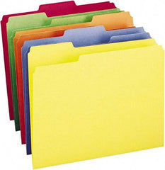 SMEAD - 8-1/2 x 11", Letter Size, Assorted Colors, File Folders with Top Tab - 11 Point Stock, 1/3 Tab Cut Location - Exact Tool & Supply
