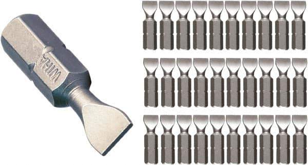 Wiha - 6mm Blade, 1/4" Drive Slotted Screwdriver Bit - 1" OAL - Exact Tool & Supply