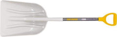 True Temper - 18-1/2" High x 14-3/8" Wide Square Plastic Scoop - 28" Long Wood D-Grip Handle, No Step - Exact Tool & Supply