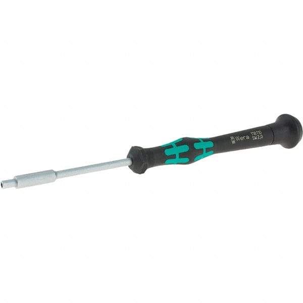 Wera - 2mm Solid Shaft Precision Nutdriver - Cushion Grip Handle, 6-1/4" OAL - Exact Tool & Supply
