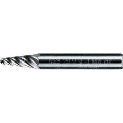 PFERD - SL-1, 1/4" Cut Diam, 1/4" Shank Diam, Carbide Inox Cut Taper with Radius End Burr - Exact Tool & Supply