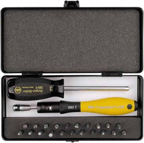 Wiha - 24 Piece, 1/4" Drive Screwdriver Micro Bit Set - #000 to #0 Phillips, 0.7 to 1.3mm Hex, T1 to T6 Torx, 0.8, 1.2, 1.5 & 2mm Slotted - Exact Tool & Supply