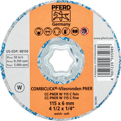 PFERD - Quick Change Discs; Disc Diameter (Inch): 4-1/2 ; Attaching System: COMBICLICK ; Abrasive Type: Non-Woven ; Abrasive Material: Silicon Carbide ; Grade: Fine ; Backing Material: Cloth - Exact Tool & Supply