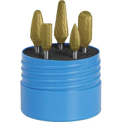 SGS Pro - 5 Piece, 1/4" Shank Burr Set - Tungsten Carbide, Multiple Head Shape - Exact Tool & Supply
