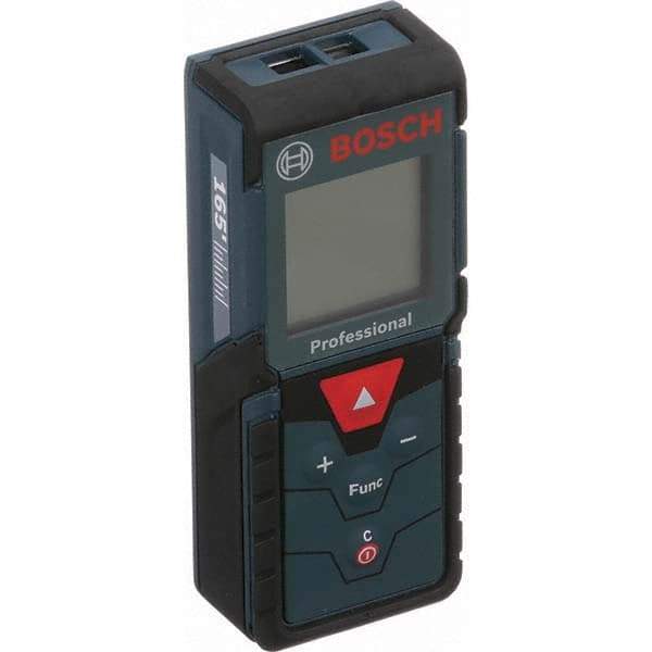 Bosch - 165' Range, Laser Distance Finder - 2 AAA Batteries Required, Accurate to 1/16", Comes with 2 AAA Batteries, Hand Strap, 5 Target Cards, Pouch - Exact Tool & Supply