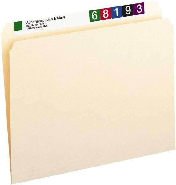 SMEAD - 8-1/2 x 11", Letter Size, Manila, File Folders with Top Tab - 11 Point Stock, Straight Tab Cut Location - Exact Tool & Supply