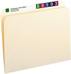 SMEAD - 8-1/2 x 11", Letter Size, Manila, File Folders with Top Tab - 11 Point Stock, Straight Tab Cut Location - Exact Tool & Supply