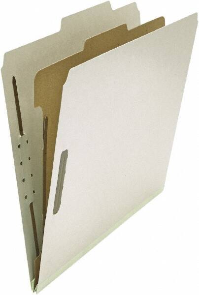 UNIVERSAL - 8-1/2 x 11", Letter Size, Gray, Classification Folders with Top Tab Fastener - 25 Point Stock, Right of Center Tab Cut Location - Exact Tool & Supply