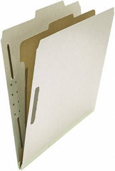 UNIVERSAL - 8-1/2 x 11", Letter Size, Gray, Classification Folders with Top Tab Fastener - 25 Point Stock, Right of Center Tab Cut Location - Exact Tool & Supply