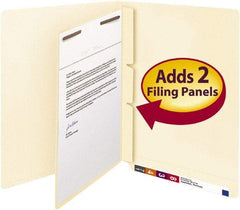SMEAD - 8-1/2 x 11", Letter Size, Manila, Classification Folders with End Tab Fastener - 11 Point Stock, Right of Center Tab Cut Location - Exact Tool & Supply