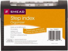 SMEAD - 8-1/2 x 11", Letter Size, Black, A-Z Indexed Expanding Files - 1/6 Tab Cut Location - Exact Tool & Supply