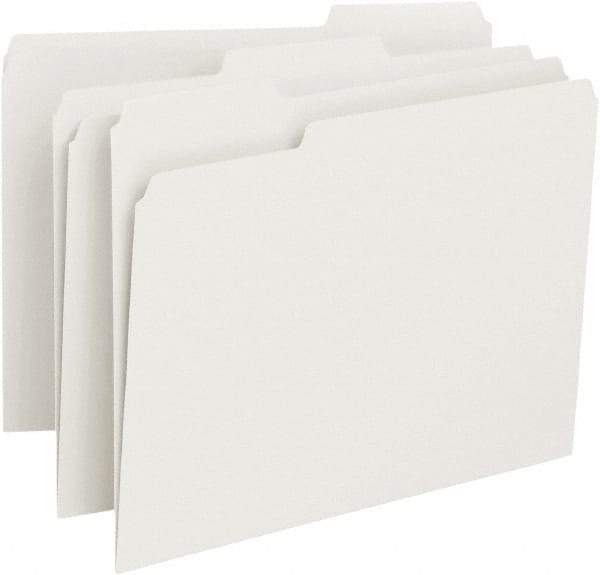 SMEAD - 8-1/2 x 11", Letter Size, White, File Folders with Top Tab - 11 Point Stock, 1/3 Tab Cut Location - Exact Tool & Supply