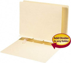 SMEAD - 8-1/2 x 11", Letter Size, Manila, Classification Folders with End Tab Fastener - 11 Point Stock, Straight Tab Cut Location - Exact Tool & Supply