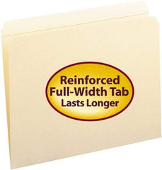 SMEAD - 8-1/2 x 11", Letter Size, Manila, File Folders with Top Tab - 11 Point Stock, Straight Tab Cut Location - Exact Tool & Supply