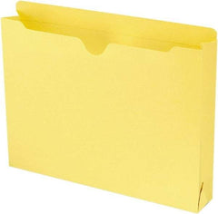 SMEAD - 8-1/2 x 11", Letter Size, Yellow, Colored Folders with Double-Ply Tabs - 11 Point Stock, Straight Tab Cut Location - Exact Tool & Supply