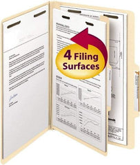 SMEAD - 8-1/2 x 14", Legal, Manila, Classification Folders with Top Tab Fastener - 18 Point Stock, 2/5 Tab Cut Location - Exact Tool & Supply