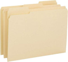 SMEAD - 8-1/2 x 11", Letter Size, Manila, File Folders with Top Tab - 14 Point Stock, 1/3 Tab Cut Location - Exact Tool & Supply