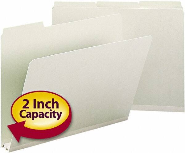 SMEAD - 8-1/2 x 11", Letter Size, Gray/Green, File Folders with Top Tab - 25 Point Stock, 1/3 Tab Cut Location - Exact Tool & Supply