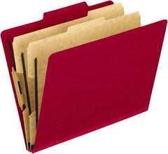 Pendaflex - 8-1/2 x 11", Letter Size, Scarlet, Classification Folders with Top Tab Fastener - 20 Point Stock, Right of Center Tab Cut Location - Exact Tool & Supply