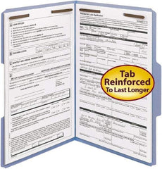 SMEAD - 8-1/2 x 14", Legal, Blue, File Folders with Top Tab - 11 Point Stock, 1/3 Tab Cut Location - Exact Tool & Supply