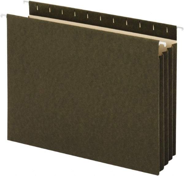 UNIVERSAL - 8-1/2 x 11", Letter Size, Standard Green, Hanging File Folders with Box Bottom - 11 Point Stock - Exact Tool & Supply