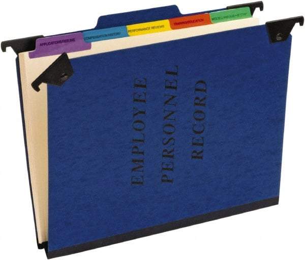 Pendaflex - 8-1/2 x 11", Letter Size, Blue, File Folders with Top Tab - 20 Point Stock, 1/3 Tab Cut Location - Exact Tool & Supply