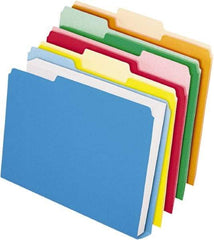 Pendaflex - 8-1/2 x 11", Letter Size, Assorted Colors, File Folders with Top Tab - 11 Point Stock, 1/3 Tab Cut Location - Exact Tool & Supply