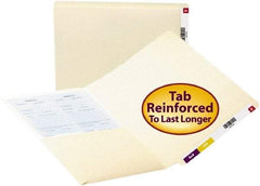 SMEAD - 8-1/2 x 11", Letter Size, Manila, Classification Folders with End Tab Fastener - 11 Point Stock, Straight Tab Cut Location - Exact Tool & Supply