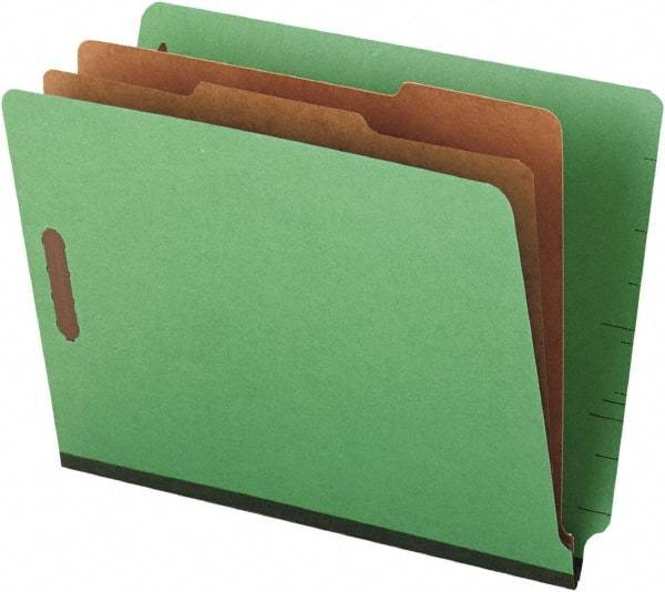 UNIVERSAL - 8-1/2 x 11", Letter Size, Green, Classification Folders with End Tab Fastener - 25 Point Stock, Straight Tab Cut Location - Exact Tool & Supply