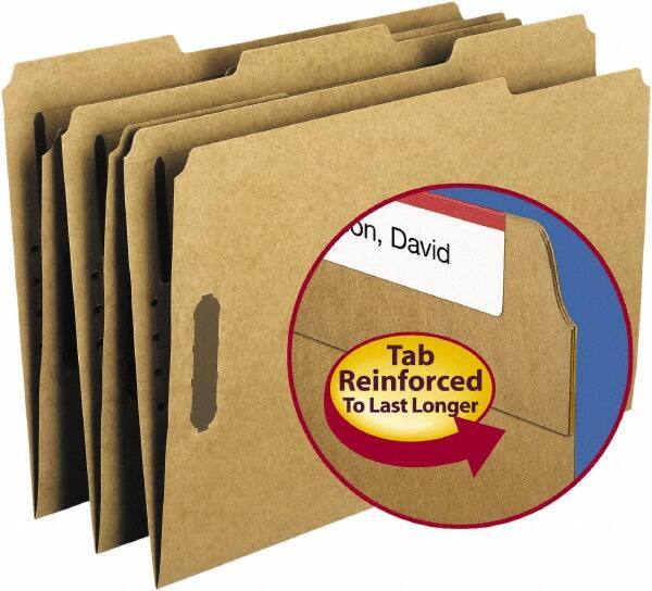 SMEAD - 8-1/2 x 14", Legal, Kraft, File Folders with Top Tab - 11 Point Stock, 1/3 Tab Cut Location - Exact Tool & Supply