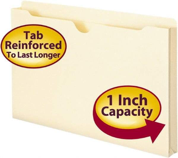 SMEAD - 8-1/2 x 14", Legal, Manila, File Jacket - 11 Point Stock, Straight Tab Cut Location - Exact Tool & Supply
