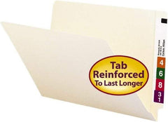 SMEAD - 8-1/2 x 14", Legal, Manila, File Folders with End Tab - 11 Point Stock, Straight Tab Cut Location - Exact Tool & Supply